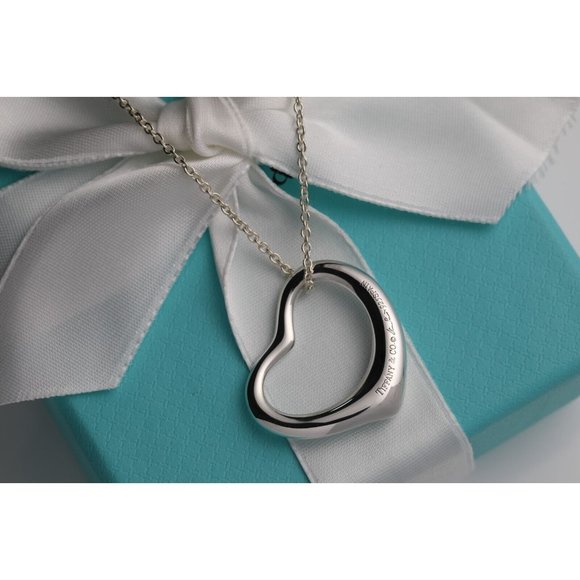 Tiffany & Co. Jewelry - Tiffany & Co. Elsa Peretti LARGE Open Heart Pendant Necklace Sterling Silver 18”